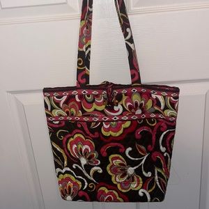 Vera Bradley Toggle Tote Retired Puccini Print Chocolate Brown & Yellow Floral